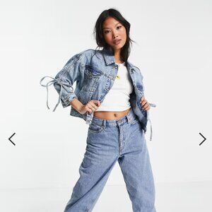 Brave Soul Petite laila gathered sleeve denim jean jacket in XS